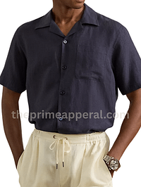 Luxury Short Sleeve Silk Linen Camp Shirt